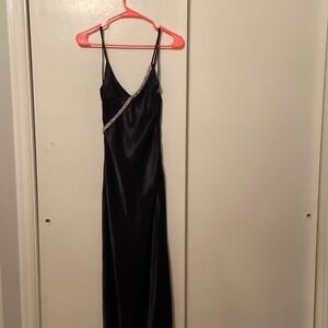 NWT Zara embellished, black maxi slip dress sz XS